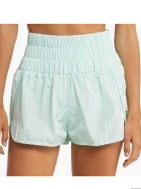 Free People FP Movement The Way Home Run Shorts Washed Aqua NEW Lined High Waist